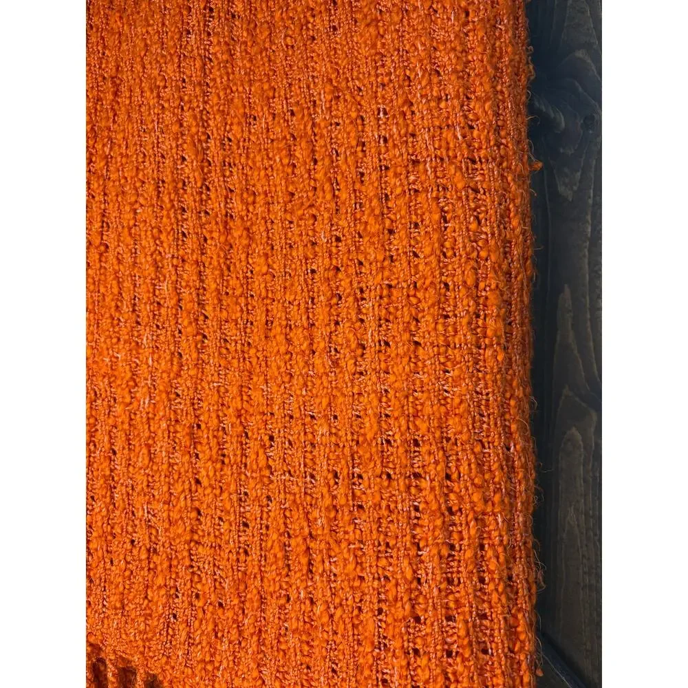Pottery Barn orange terracota  Chunky Textured Throw Blanket 50x70